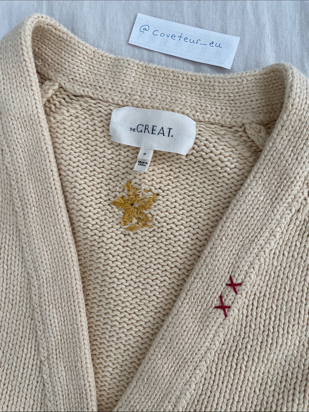 The Great. The Charm Cardigan in Cream. Size 0. - Picture 3 of 7